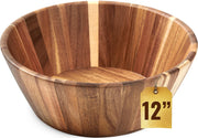 Woodenhouse Handcrafted Wooden Salad Bowl, 12 Inch, Round
