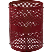 Outdoor Perforated Steel Trash Can with Flat Lid by Global Industrial – Steel, Red, Model 261925RD