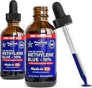 Methylene Blue 10% Liquid – 60 mL (2 fl oz) per Bottle – Third-Party Tested – Amber Glass Bottle – 2 Pack