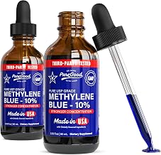 Methylene Blue 10% Liquid – 60 mL (2 fl oz) per Bottle – Third-Party Tested – Amber Glass Bottle – 2 Pack
