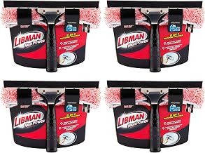 Libman Commercial 194 Microfiber and Squeegee Window Washer, Polypropylene Handle, 11.25" Wide Head, Black Handle (Pack of 4)