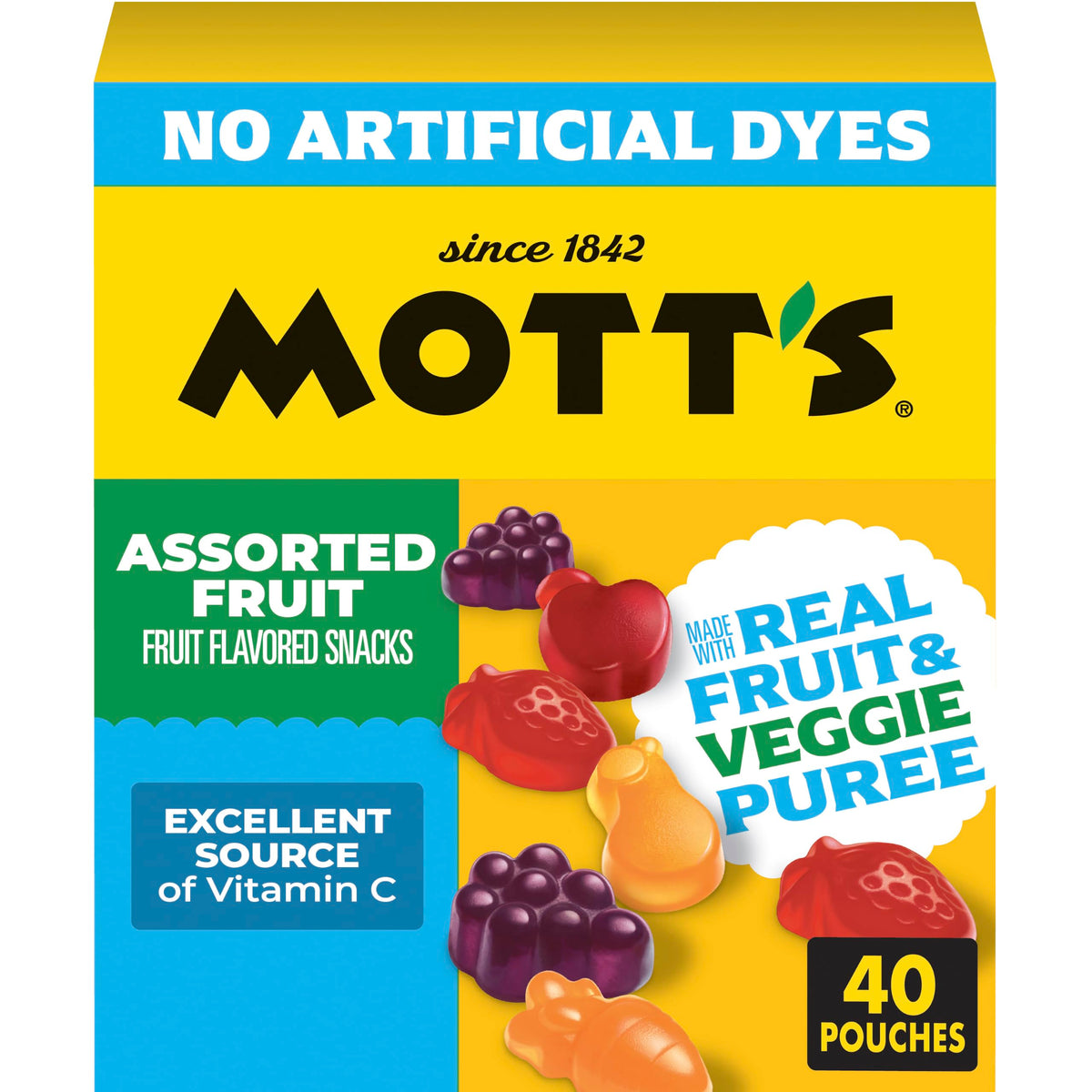 Assorted Fruit Flavored Snacks by Mott's – 40 Count (Pack of 1), Model 48764000