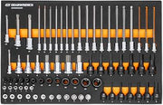GEARWRENCH 74 Pc 1/4”, 3/8”, 1/2” Drive Metric Bit Socket Set | GWMSBSKCBMM
