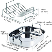 Cooks Standard Classic Stainless Steel Roaster Pan with Rack, 16 x 13 Inch, Silver