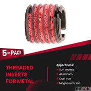 E-Z LOK M12-1.75 Internal Threads, 3/4-10 External Threads, 16.66 mm Length / 21/32" / Red Thread Locking Inserts