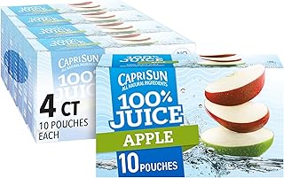 Capri Sun Juice, 40 ct Casepack, 100% Apple Juice, 4 Boxes of 10 Pouches