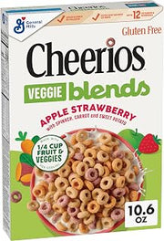 Cheerios Veggie Blends Breakfast Cereal, Apple Strawberry, Made with Fruits and Veggies, 10.6 oz