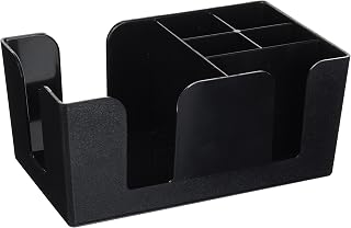 Winco Black Plastic 6-Compartment Condiment Caddy | Dishwasher safe, BPA-free, 6 compartments, Restaurant service, Great for Condiments, Flatware and Table Service
