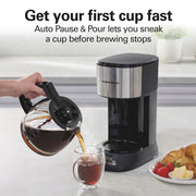 12 Cup Programmable Drip Coffee Maker With 3 Brew Strengths by Hamilton Beach – 12 Cups, 60.0 fluid_ounces, te Glass, Matte Black, Model 46280J