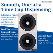 Sentry Cup Dispenser Cabinet with 2 Tiers for Restaurants by San Jamar – 2 Tiers, foam,Stainless Steel, Silver, Model C2852