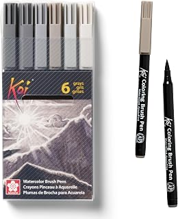 SAKURA Koi Coloring Brush Pens, Assorted Gray, 6 Pack