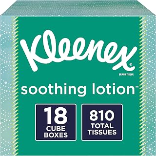 Kleenex Soothing Lotion Facial Tissues, 18 Cube Boxes, 45 Tissues per Box (810 Tissues Total)