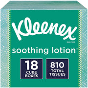 Soothing Lotion Facial Tissues by Kleenex – 45 Count (Pack of 18), Aloe Vera and Vitamin E, White, Pack of 18, Model 52310