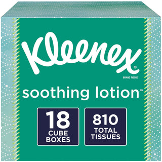 Soothing Lotion Facial Tissues by Kleenex – 45 Count (Pack of 18), Aloe Vera and Vitamin E, White, Pack of 18, Model 52310