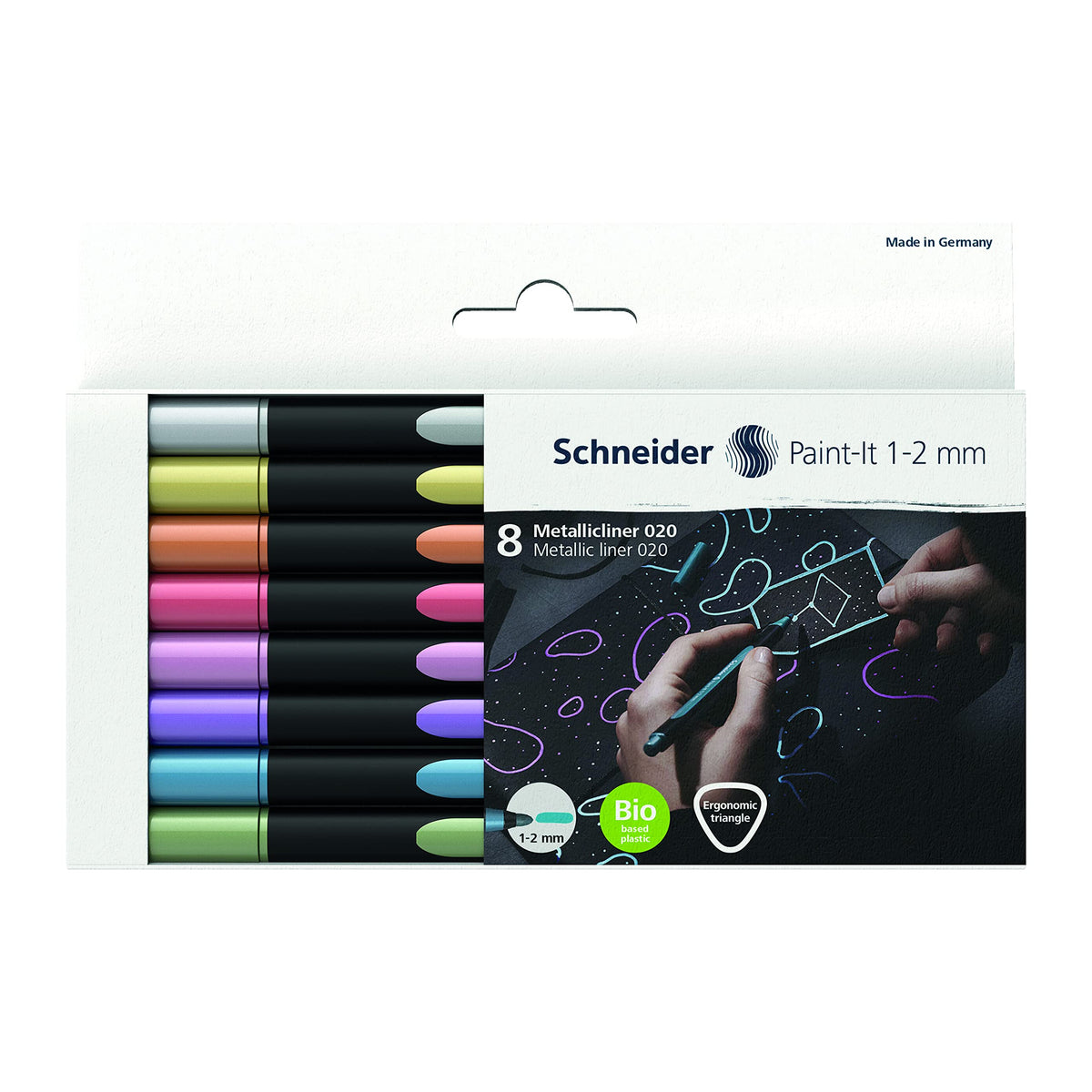 Paint-It 020 Metallic Liners by Schneider – 8 Count (Pack of 1), Copper, Multicolor, Model ML02011502