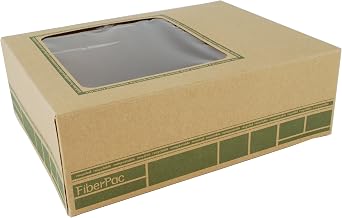SCT 2449 FiberPac Kraft Fiberboard Window Lunch Box, 9-1/4" Length x 7-3/8" Width" x 3-1/8" Height (Case of 200)