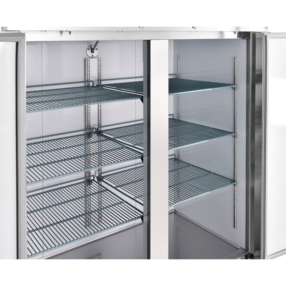 Global Industrial Reach-in Refrigerator with 2 Solid Doors by Nexel – 32.2"L x 54"W x 82.2"H, 47.0 cubic_feet, Stainless Steel, Model CFD-2RR-HC