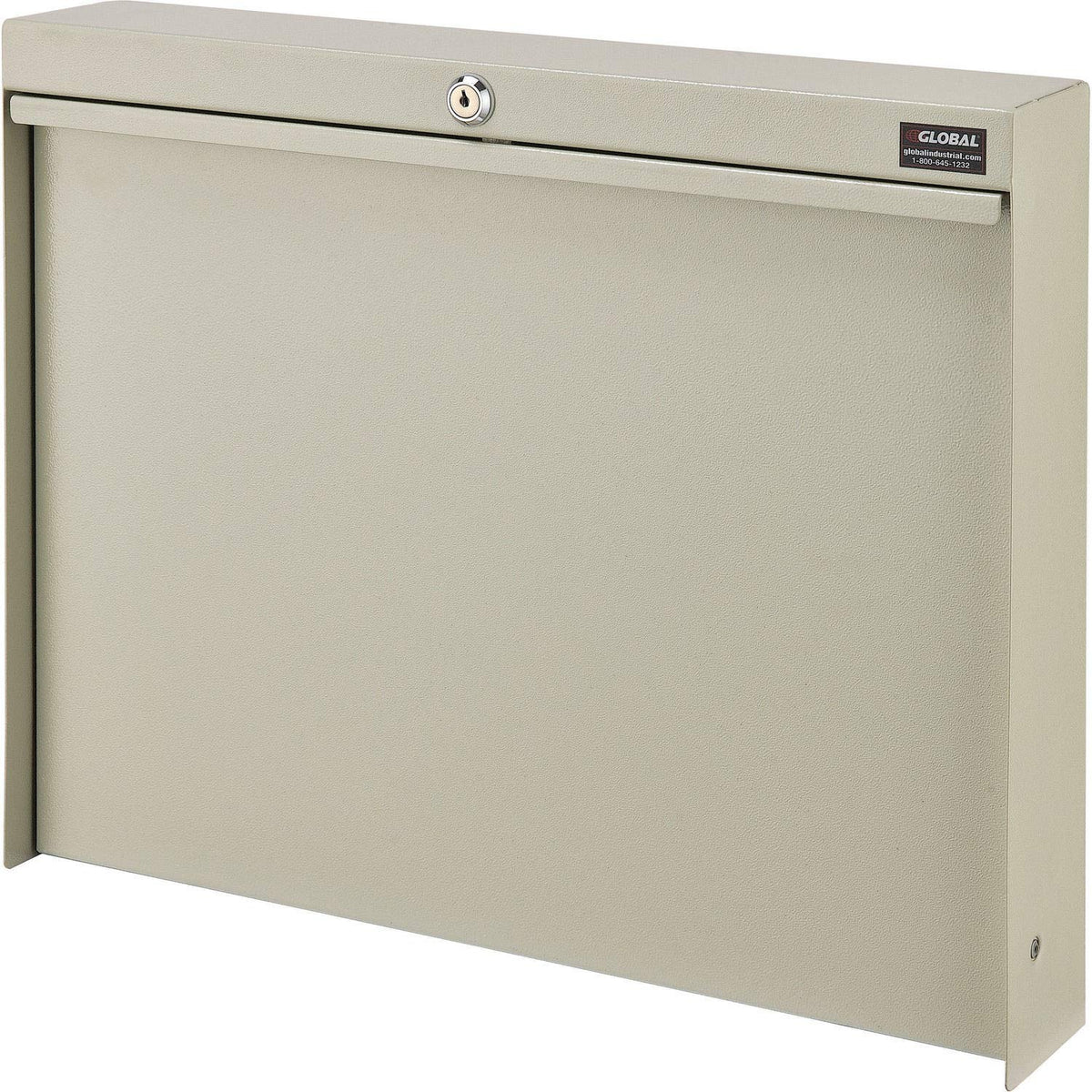 Wall Mounted Fold Down Shop Desk with keyed Lock by Global Industrial – Standard, Steel, Tan, Model 249997