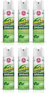 OdoBan Ready-to-Use 360-Degree Continuous Spray Disinfectant and Harsh Aroma Eliminator, Fabric and Air Freshener, 6 Pack, 14.6 Ounces Each, Original Eucalyptus Scent Clear