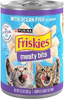 Friskies Purina Meaty Bits with Ocean Fish in Sauce Multi Cat Wet Cat Food - 13.5 Ounces (Pack of 12)