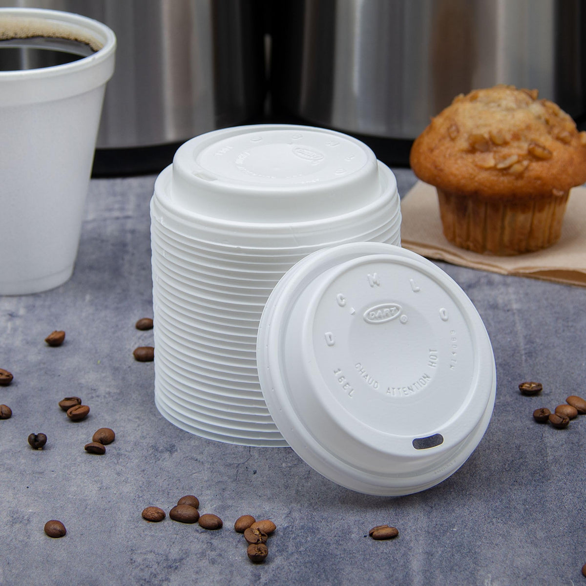 DART 16EL White Cappuccino Plastic Lid Fit For Hot/Cold Foam Cup by SOLO – 16 oz, 24.0 fluid_ounces, Plastic, WHITE, Pack of 1000