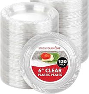 Stock Your Home 6-Inch Clear Plastic Dessert Plates (120 Pack) Flexible Disposable Clear Plates for Dessert & Appetizers, Crystal Clear Small Plates for Parties & Catering, Clear Plastic Party Plates