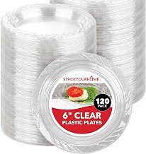 Stock Your Home 6-Inch Clear Plastic Dessert Plates (120 Pack) Flexible Disposable Clear Plates for Dessert & Appetizers, Crystal Clear Small Plates for Parties & Catering, Clear Plastic Party Plates