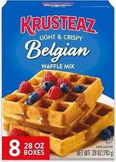 Krusteaz Light and Crispy Belgian Waffle Mix, 28 oz Box (Pack of 8)