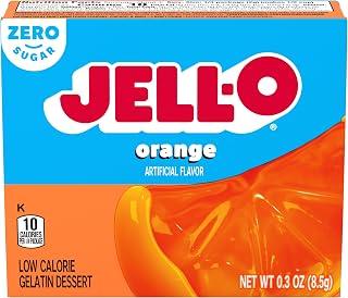 Kraft Jell-O Gelatin Dessert Mix, Orange Flavored, Fat Free, Sugar Free, 0.3 oz (Pack of 4)