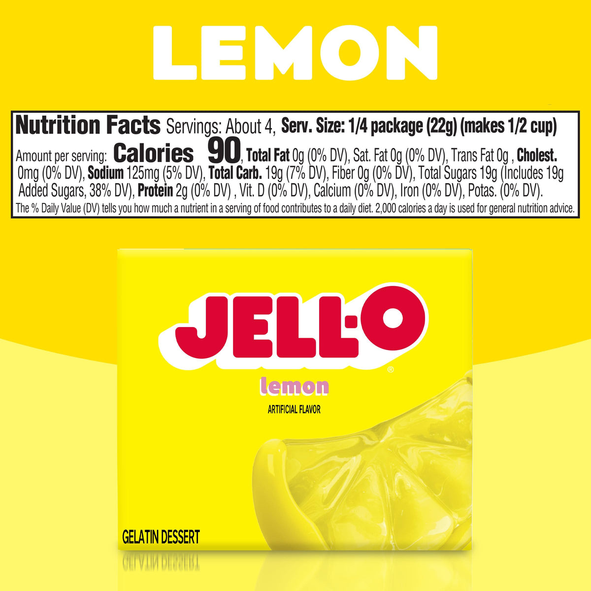 Jell-O Lemon / 3 Ounce (Pack of 4) / 1 Gelatin