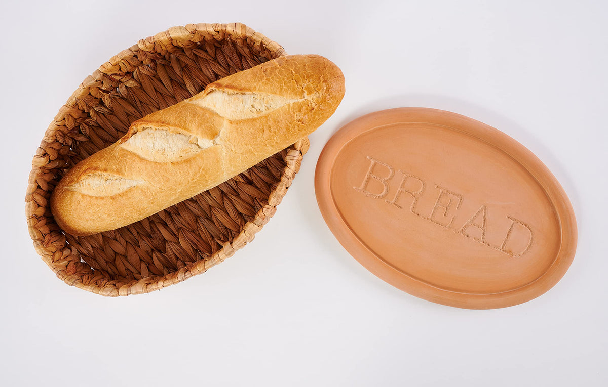 Mud Pie Terracotta Bread Warmer Set, Brown, 12.5 x 8.5 Inch
