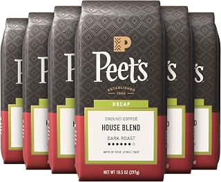 Peet's Coffee Ground Coffee Dark Roast, Decaf House Blend, 63 Ounces
