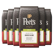 Ground Coffee Dark Roast by Peet's Coffee – 10.5 Ounce (Pack of 6), Decaf House Blend, Pack of 6, Model Decaf Ground Coffee