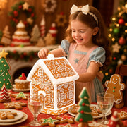 Chunful Gingerbread House Cookie Jar, Ceramic, Brown and White
