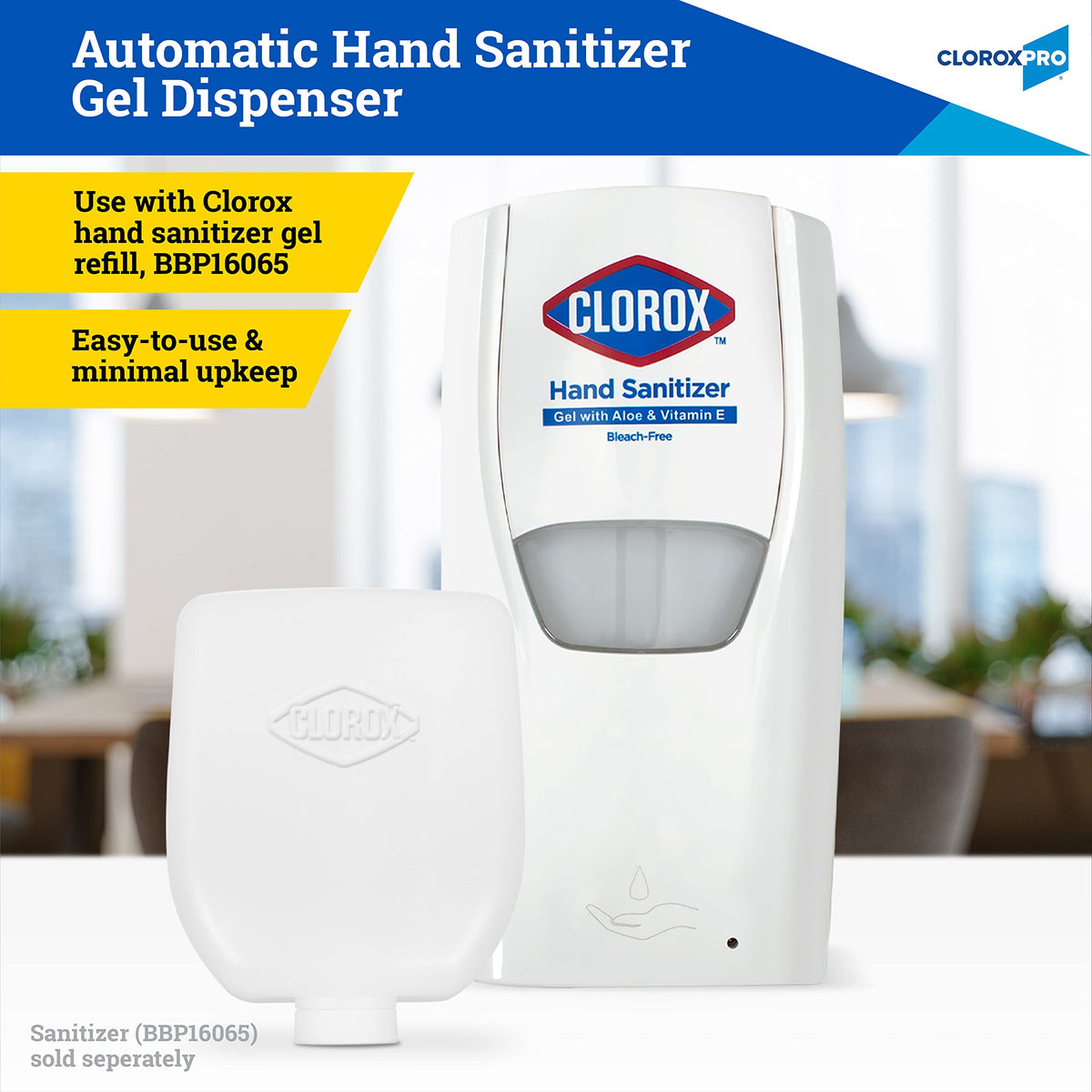 Pro Automatic Touchless Hand Sanitizer Dispenser by Clorox – 34 Ounce (Pack of 1), Dispenser, Model BB16067