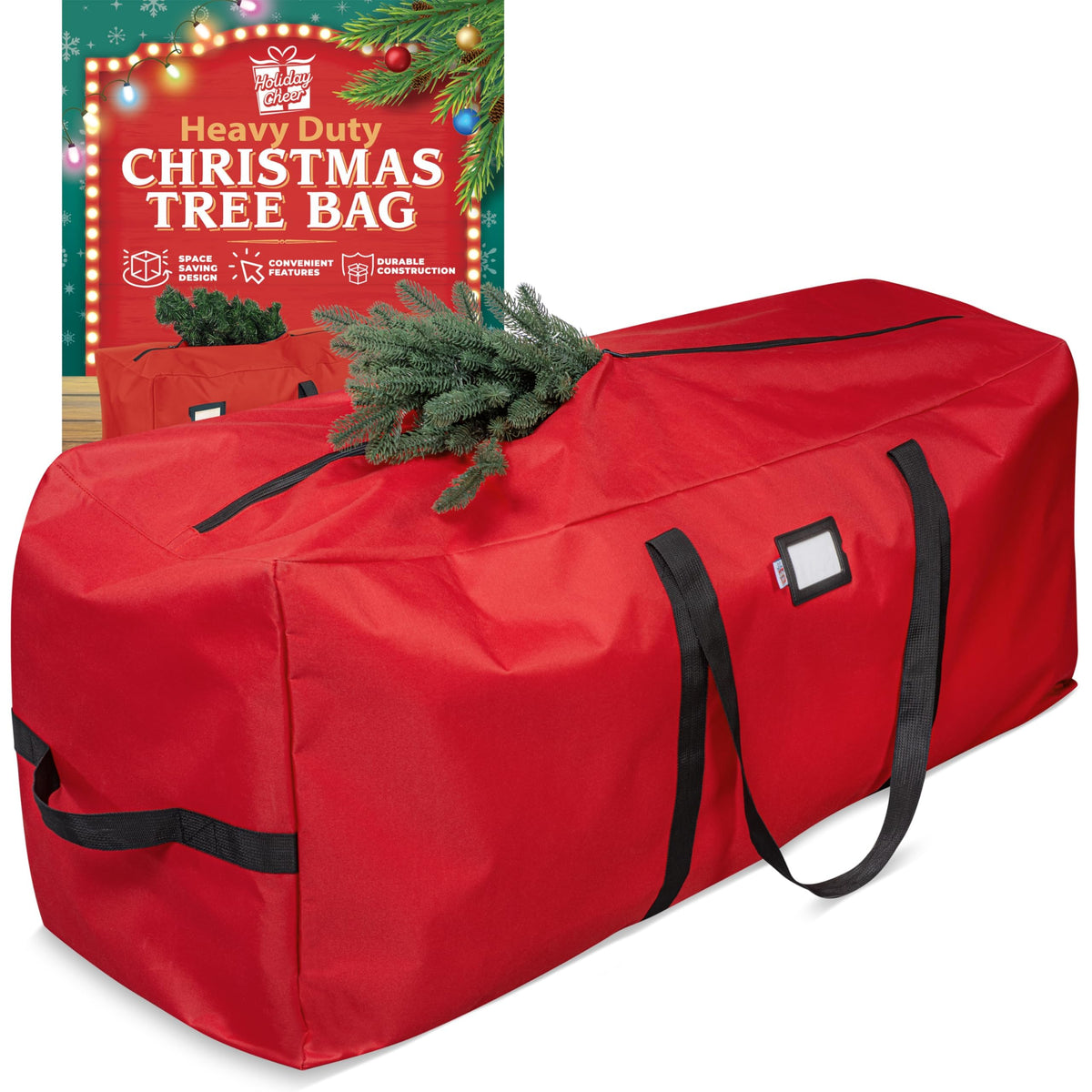 Holiday Cheer Artificial Tree Bag, Fits 9 Foot Tree, Red