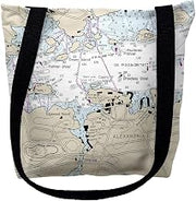 Betsy Drake TY14772M 16 x 16 in. Alexandria Bay New York Nautical Map Tote Bag - Medium