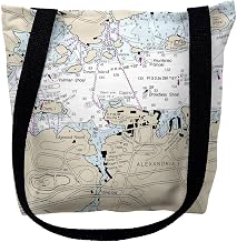Betsy Drake TY14772M 16 x 16 in. Alexandria Bay New York Nautical Map Tote Bag - Medium