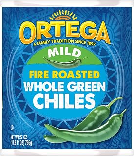Ortega Fire Roasted Whole Green Chiles, Mild, 27 oz (Pack of 12)
