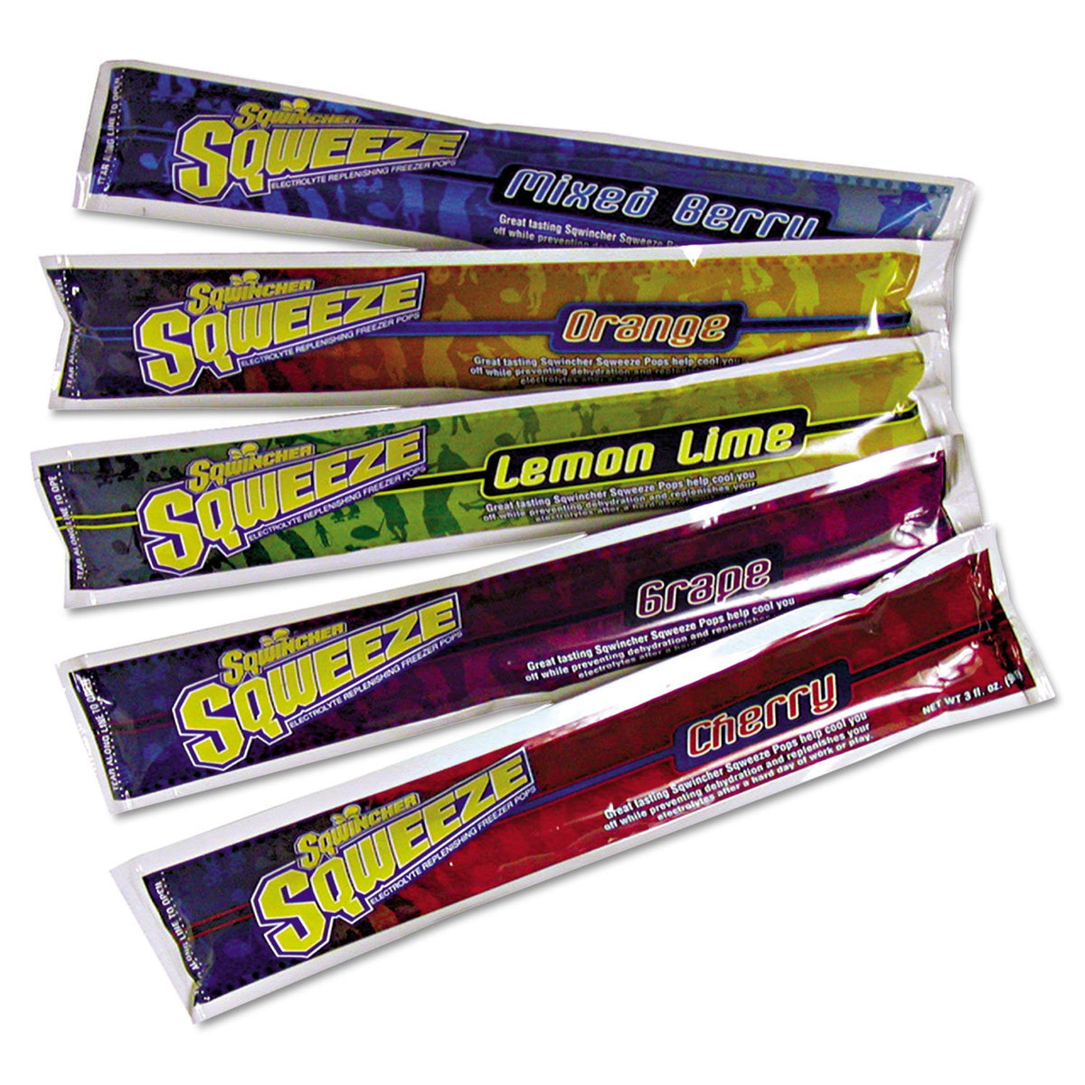Squeeze Electrolyte Freezer Pops by Sqwincher – Pack of 150, Plastic, Assorted, Model 159200201