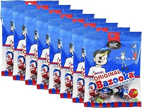 Bazooka Original Bubble Gum Pops – Assorted Flavors, 8 Pack – Nostalgic Candy Lollipops, 3 oz