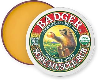 Badger Organic Sore Muscle Rub, Warming Cayenne & Ginger, 0.75 oz | Warming Balm, Muscle Relief, Recovery & Relaxation, Long Lasting, Warming muscle rub, Sore muscle balm, Deep tissue relief