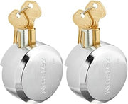 Master Lock Keyed Padlock,1 23/32 in,Round,Silver (Pack of 2)