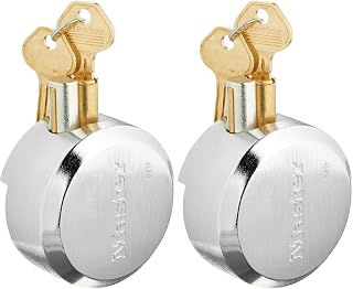 Master Lock Keyed Padlock,1 23/32 in,Round,Silver (Pack of 2)
