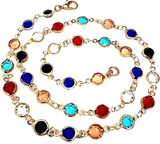 Multicolored Crystal Channel Linked Necklace