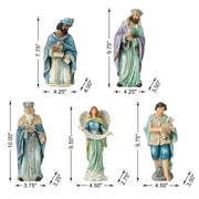 Glitzhome Nativity Figurine Collection, 12 Piece Set, Blue