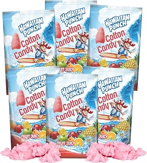 Hawaiian Punch Cotton Candy, Bulk Fruit Juicy Flavored Sugar Floss, 6 Pack