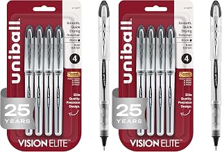 Uni-Ball 67180PP Vision Elite Rollerball Pens, Bold Point (0.8mm), Black, 4 Count (Pack of 2)