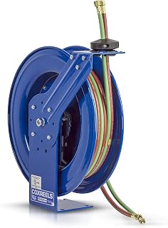 COXREELS Twin Line Spring-Driven Welding Hose Reel, Model# SHW-N-1100, 1/4" Hose ID, 100' Length,Blue