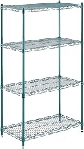 Nexel 4-Shelf Wire Shelving Unit, Green Finish, 18"W x 36"L x 63"H